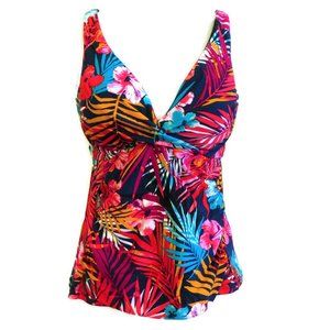 Catalina Tankini Tropical Hawaii Swimsuit Top Underwire Support Bra Adj Stra